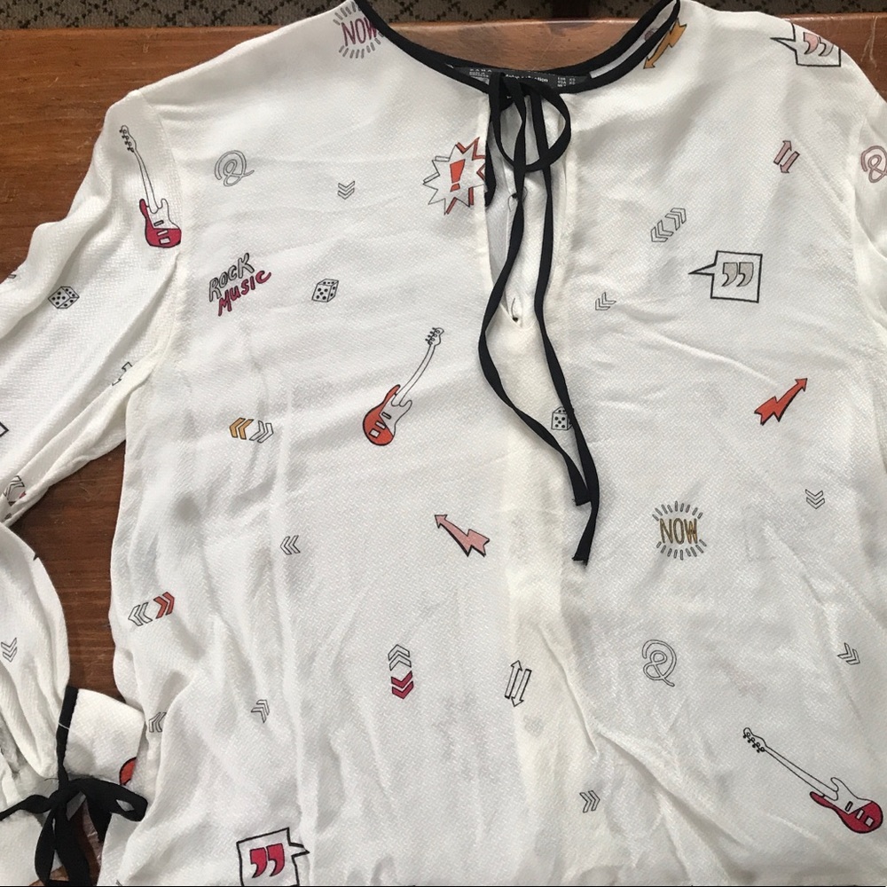 Zara Rock & Roll print top